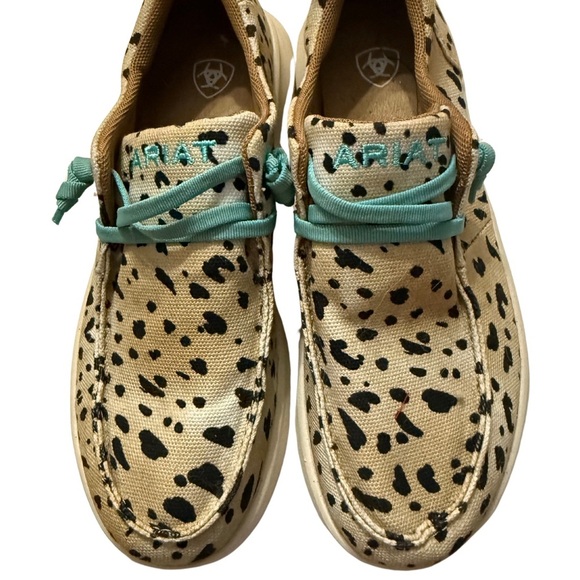 Ariat Hilo Leopard Print Casual Shoes with Teal Laces Size 6.5b - Picture 3 of 3